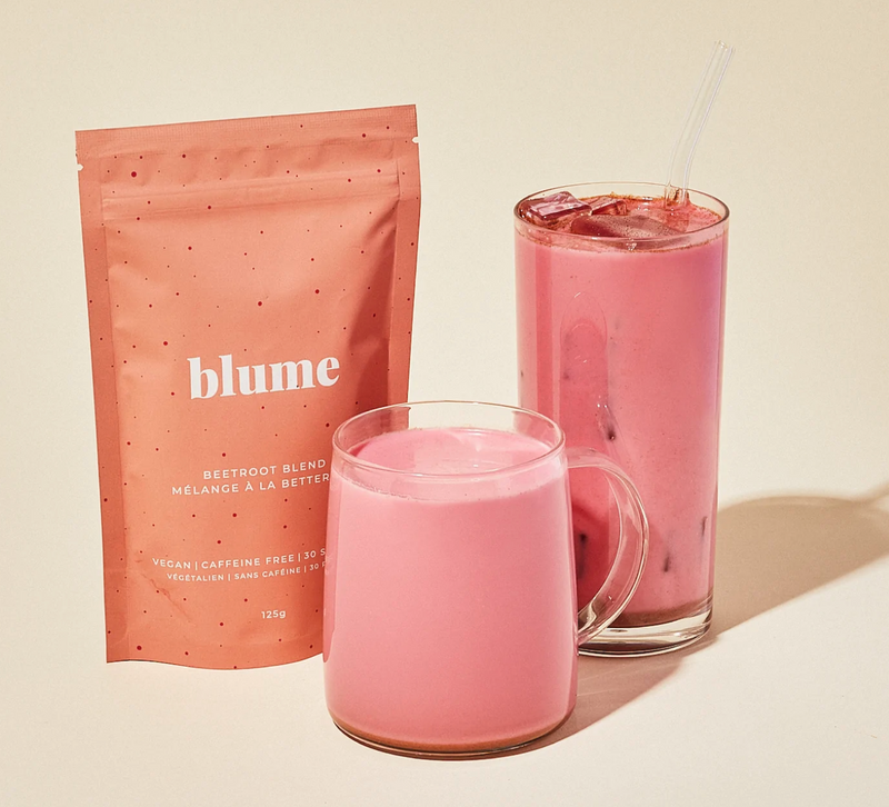 Beetroot Blend by Blume. Certified organic, gluten-free, keto-friendly, vegan, refined-sugar free  Caffeine-free, organic and sugar-free. Makes tea, lattes, or add to oatmeal or smoothies for a superfood boost. perfect in gift boxes!