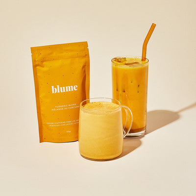 Turmeric Blend from Blume. Vegan, caffeine free, latte blend coffee alternative. corporate gifting in edmonton AB, custom gift boxes