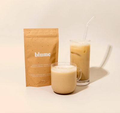 Blume Salted Caramel Latte blend, superfood coffee alternative, keto friendly, gluten free, vegan