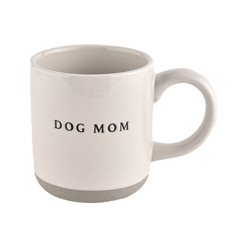 Dog Mom - Cream Stoneware Coffee Mug - 14 oz - The Self-Care Shop. trendy coffee mugs, trendy tea mugs, mugs for custom gift boxes canada. Sweet Water Decor. 