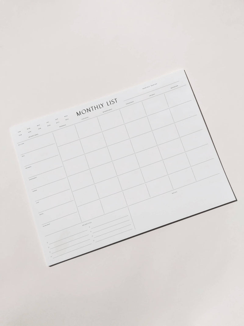 Monthly List Pad - The Self-Care Shop