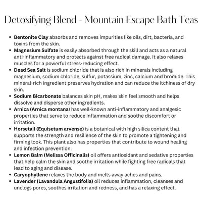 naturemary giant bath tea ingredients detoxifying blend mountain escape All natural bath tea bags