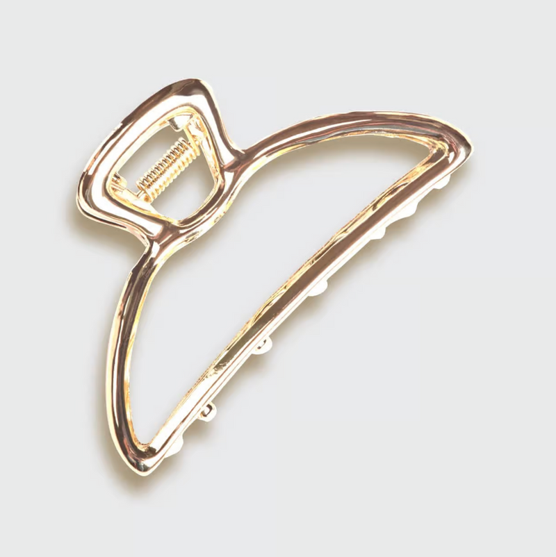Gold open metal claw clip - good for all hair types. Wavy hair, straight hair, curly hair accessories