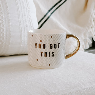 You Got This Tile Coffee Mug - The Self-Care Shop. trendy coffee mugs, gold tile coffee mugs, custom gift boxes, custom gifts, corporate gifts edmonton