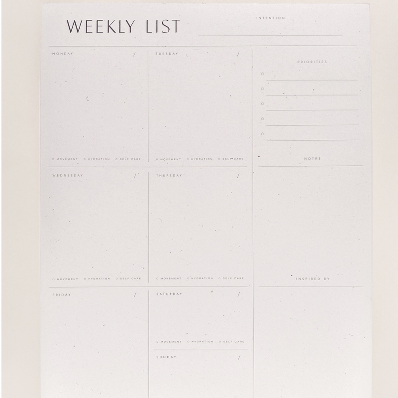 Weekly List Pad - The Self-Care Shop
