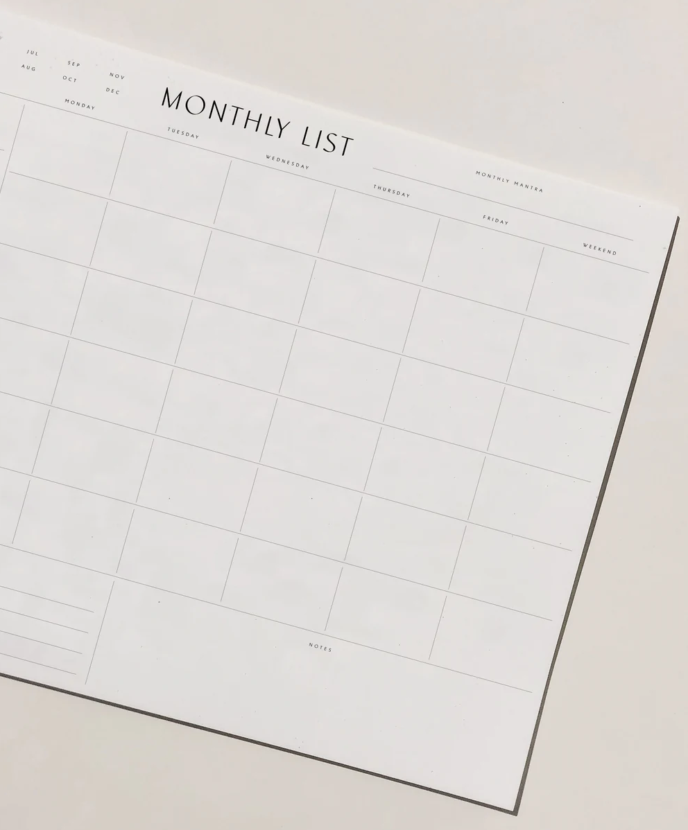 Monthly List Pad - The Self-Care Shop