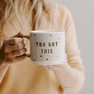 You Got This Tile Coffee Mug - The Self-Care Shop. trendy coffee mugs, gold tile coffee mugs, custom gift boxes, custom gifts, corporate gifts edmonton